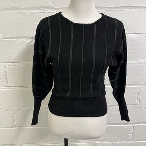 Liverpool Los Angeles Crew Neck Dolman Sweater, Black with vertical stripes XS